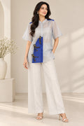Cobalt Blue and Grey Organza Co-Ord Set