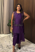Purple Embroidered Organza Co-Ord Set