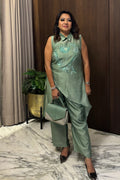 Sage Green Floral Organza Co-Ord Set