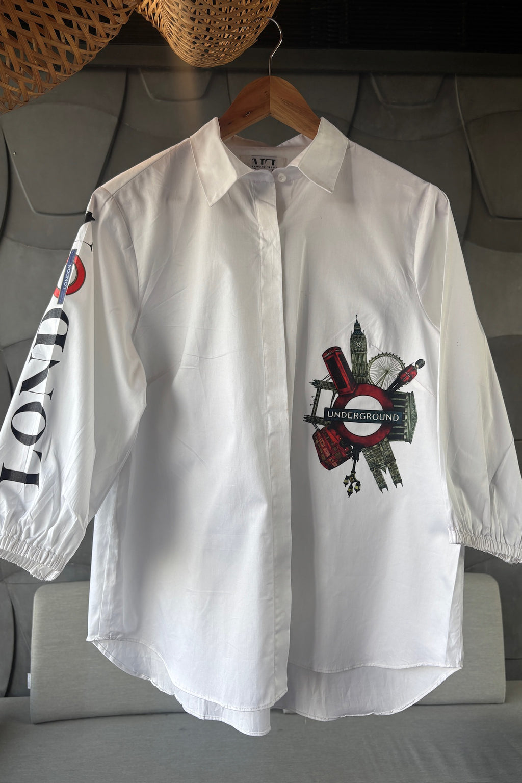 White Cotton Shirt with Curved Hem