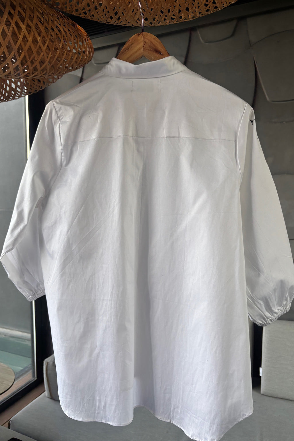 White Cotton Shirt with Curved Hem