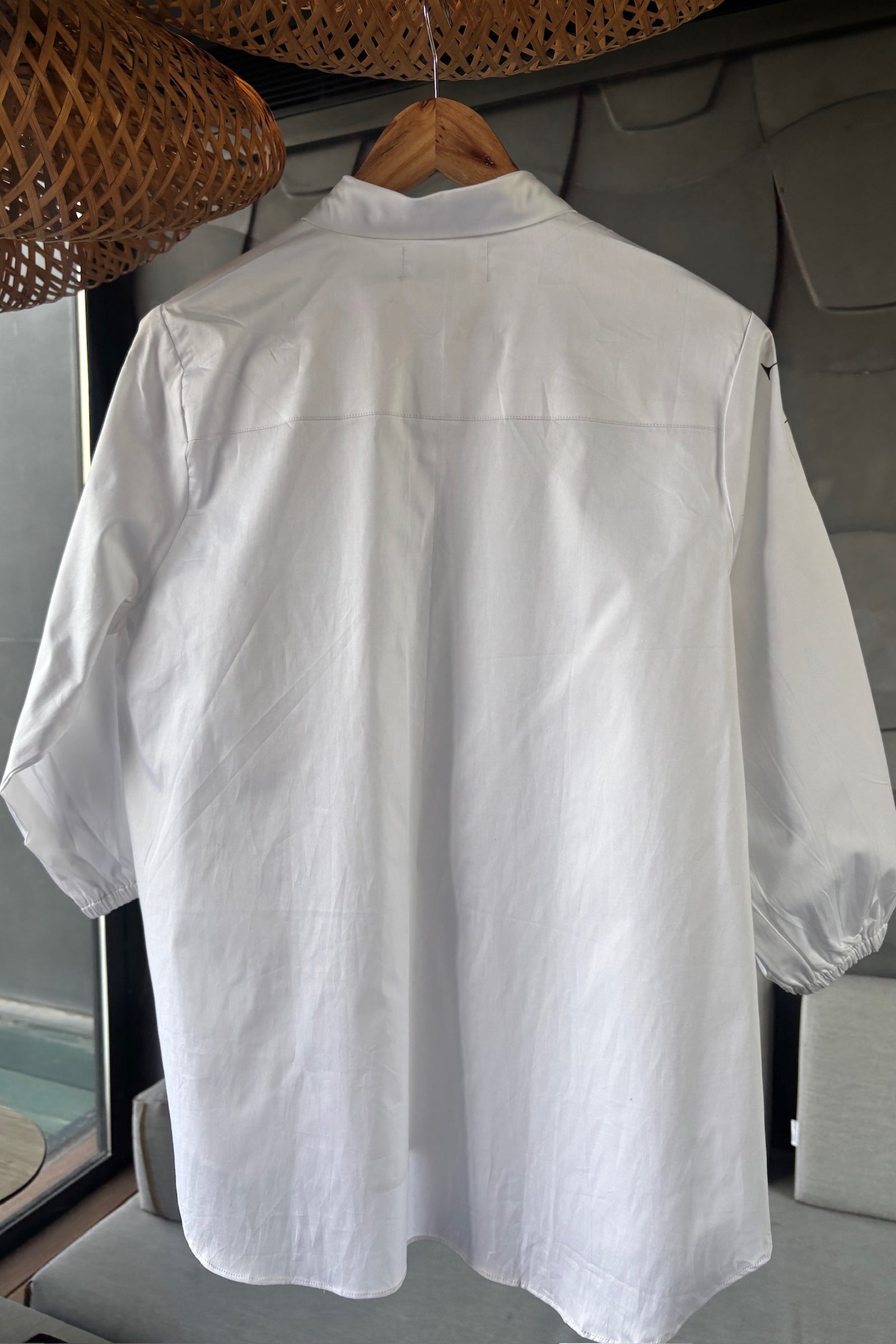 White Cotton Shirt with Curved Hem