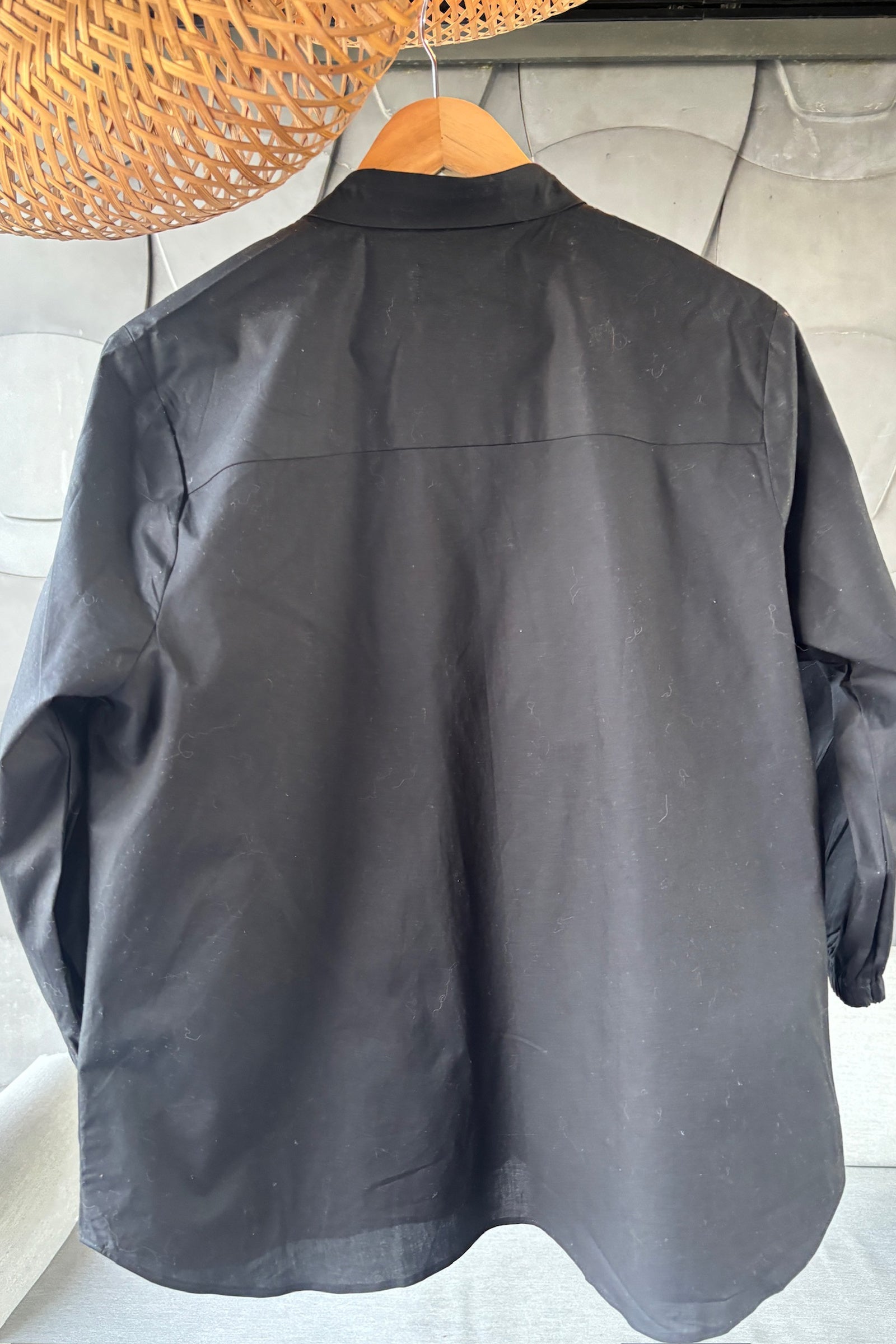 Charcoal Cotton Shirt with Abstract Face Artwork
