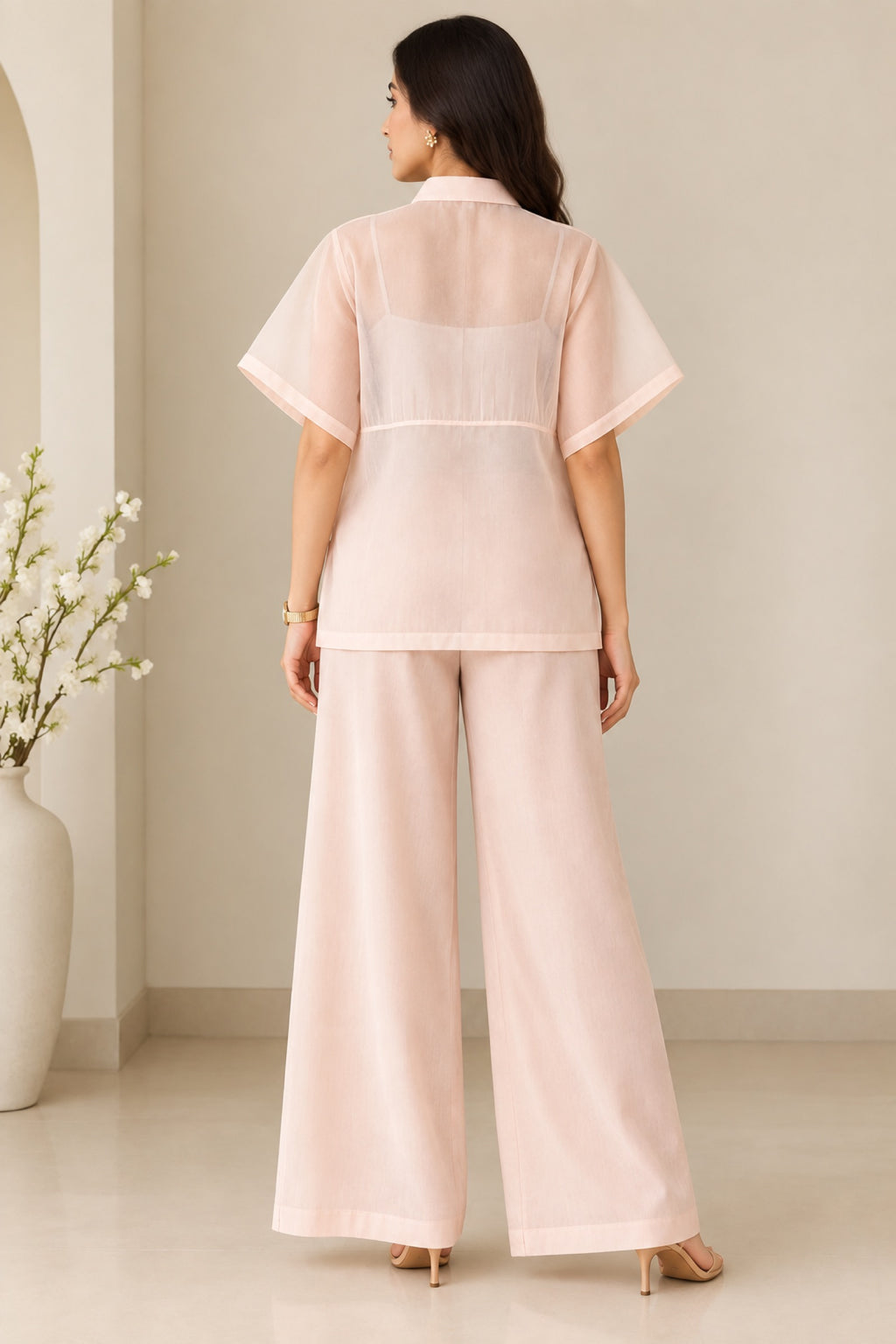 Blush Floral Organza Co-Ord Set