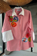 Red and White Striped Cotton Shirt