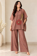 Cocoa Floral Organza Co-Ord Set