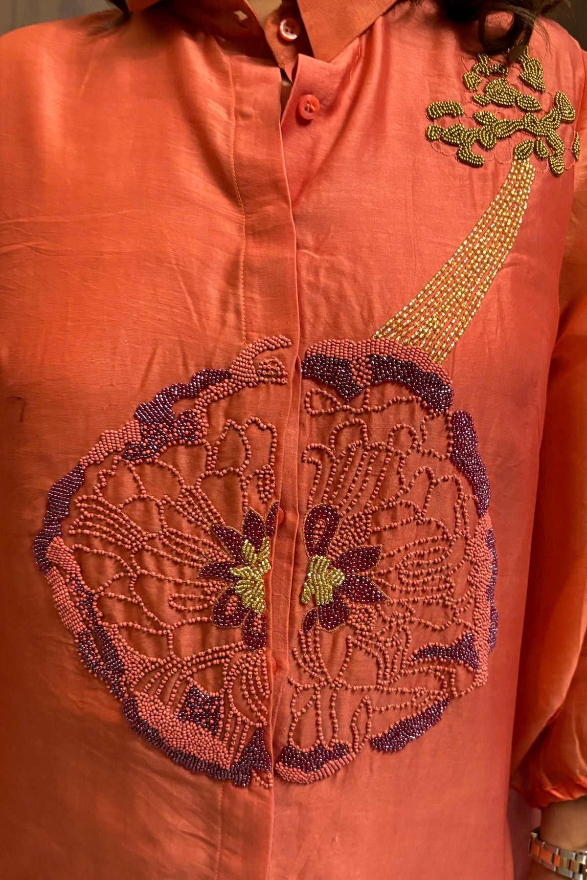 Orange Floral Organza Co-Ord Set