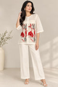 Ivory Floral Organza Co-Ord Set