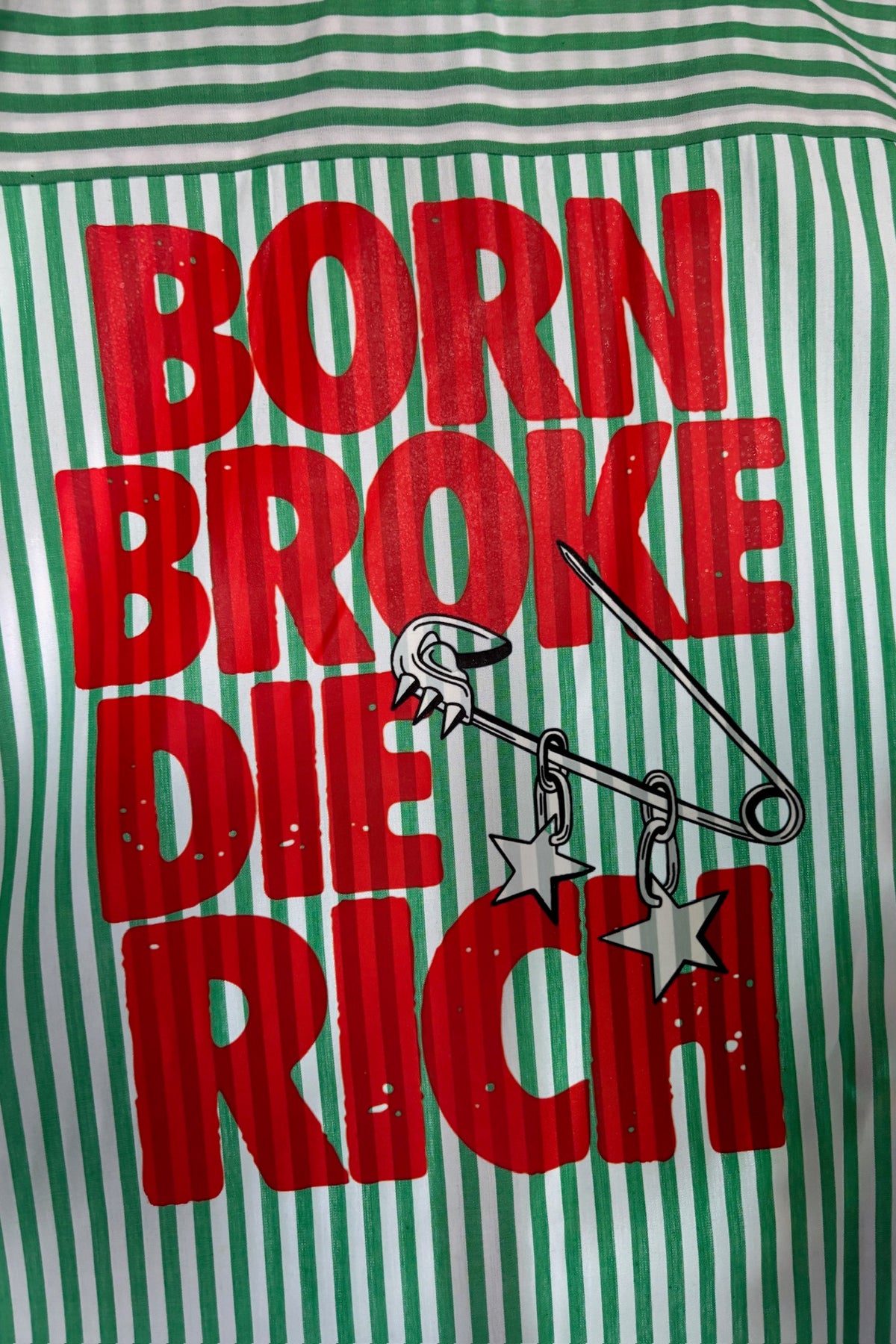 Green and White Striped Cotton Shirt