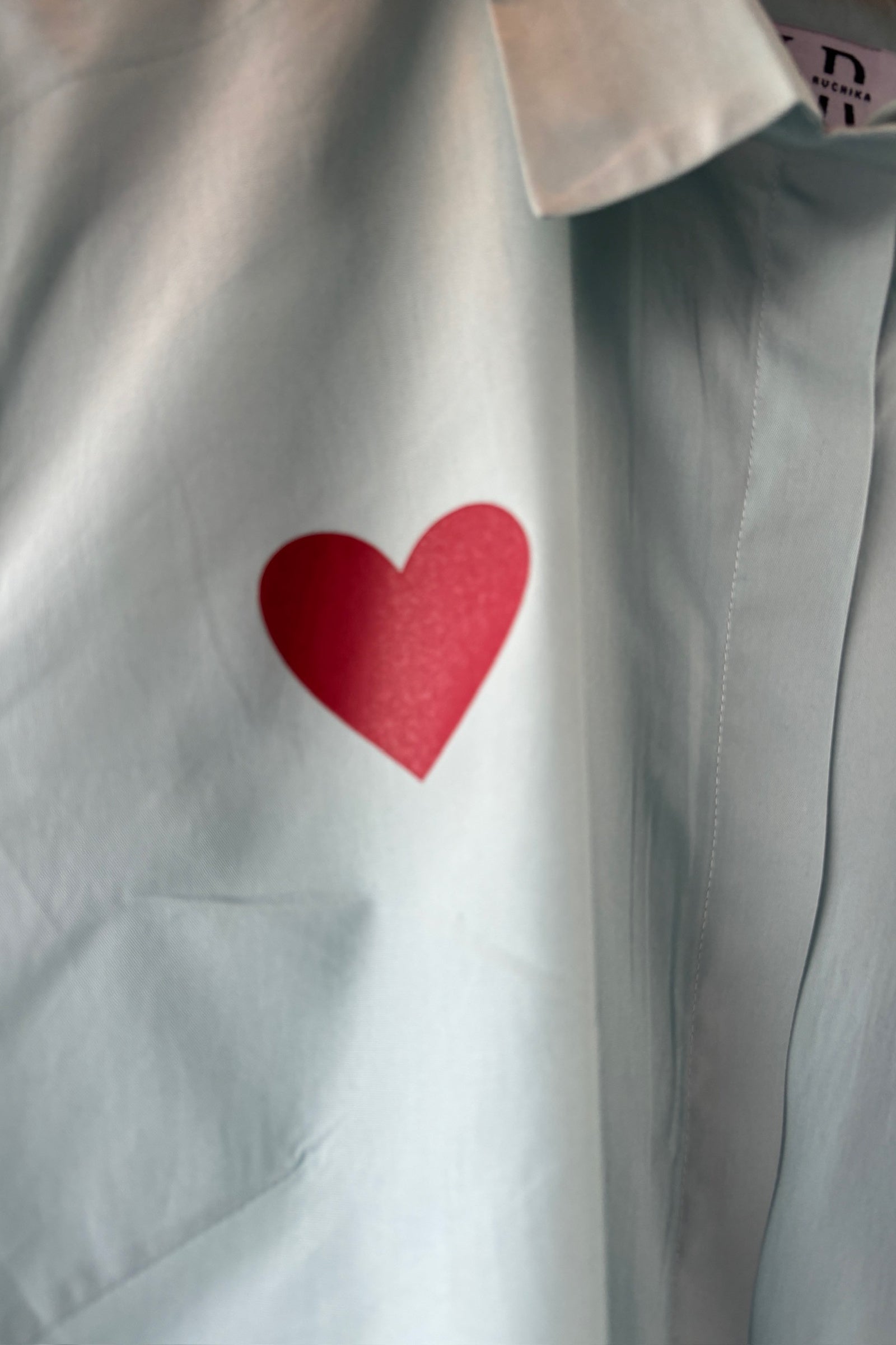 Powder Blue Cotton Shirt with Curved Hem