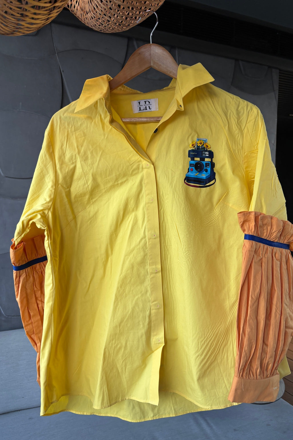 Yellow and Orange Colourblock Cotton Shirt