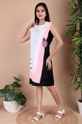 Black Contrast Panel Cotton Poplin Dress
