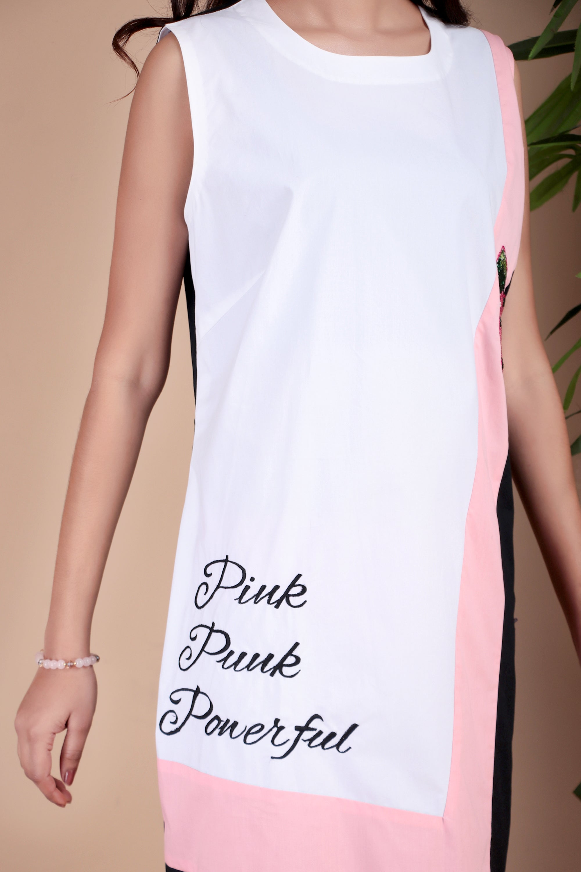 Black Contrast Panel Cotton Poplin Dress
