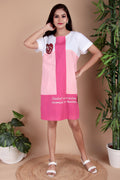 Blush Pink Geometric Cotton Poplin Dress