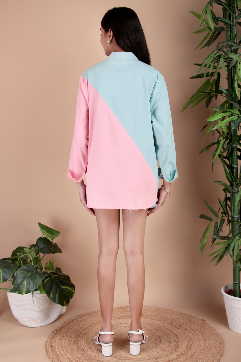 Powder Blue & Blush Pink Cotton Poplin Shirt