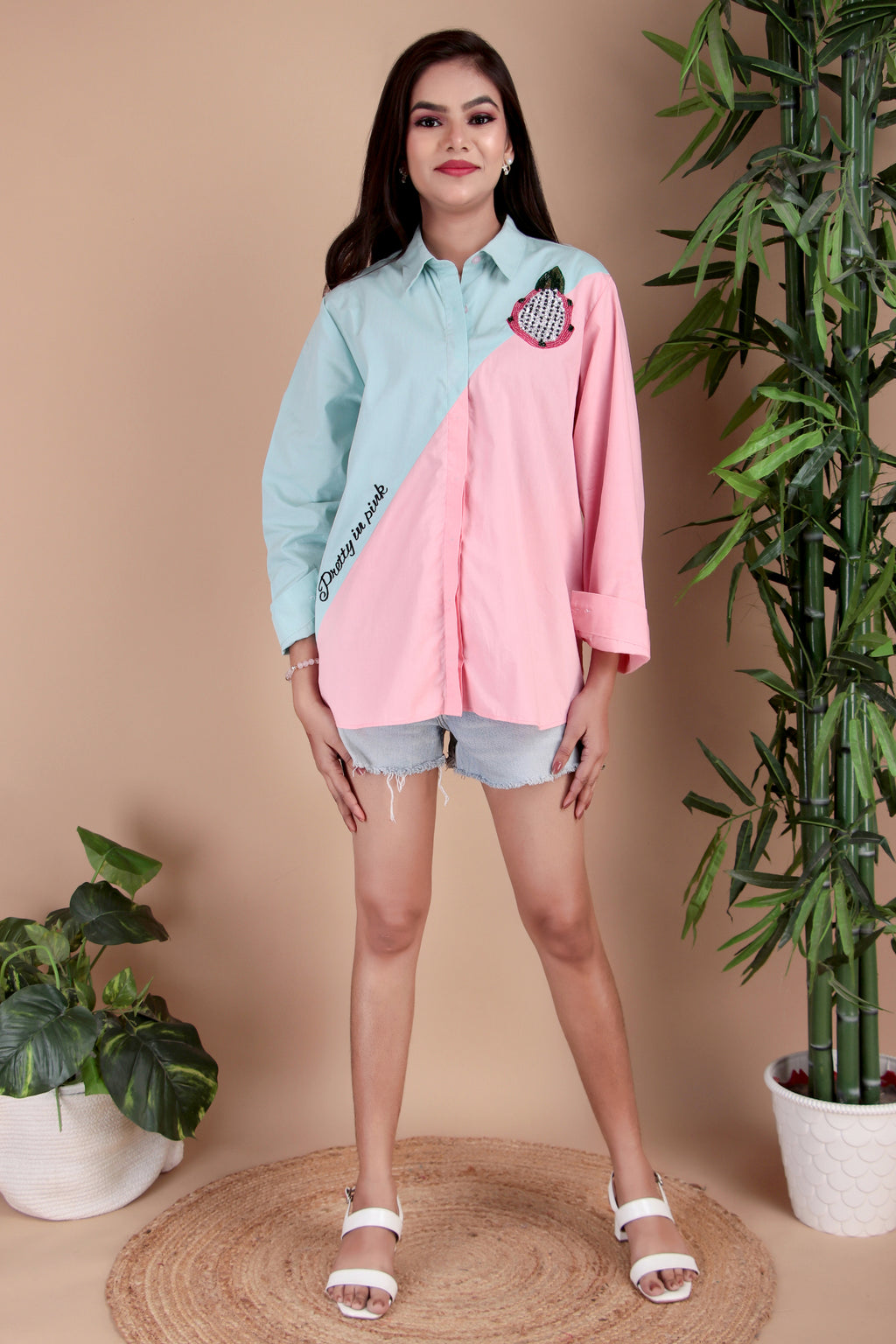 Powder Blue & Blush Pink Cotton Poplin Shirt