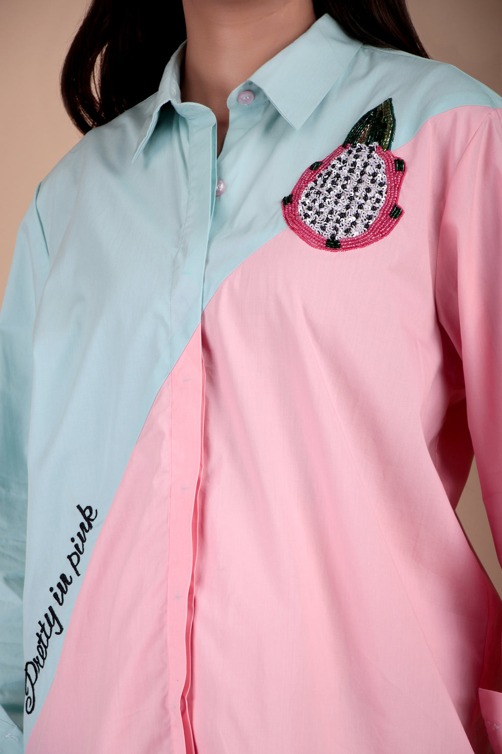 Powder Blue & Blush Pink Cotton Poplin Shirt