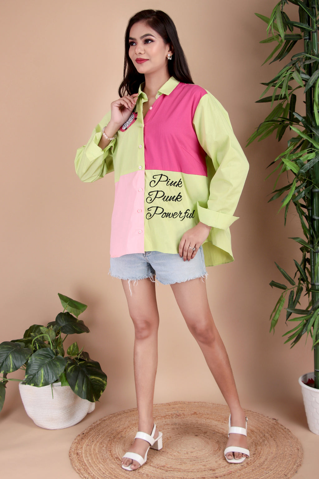 Lime & Fuchsia Cotton Poplin Shirt