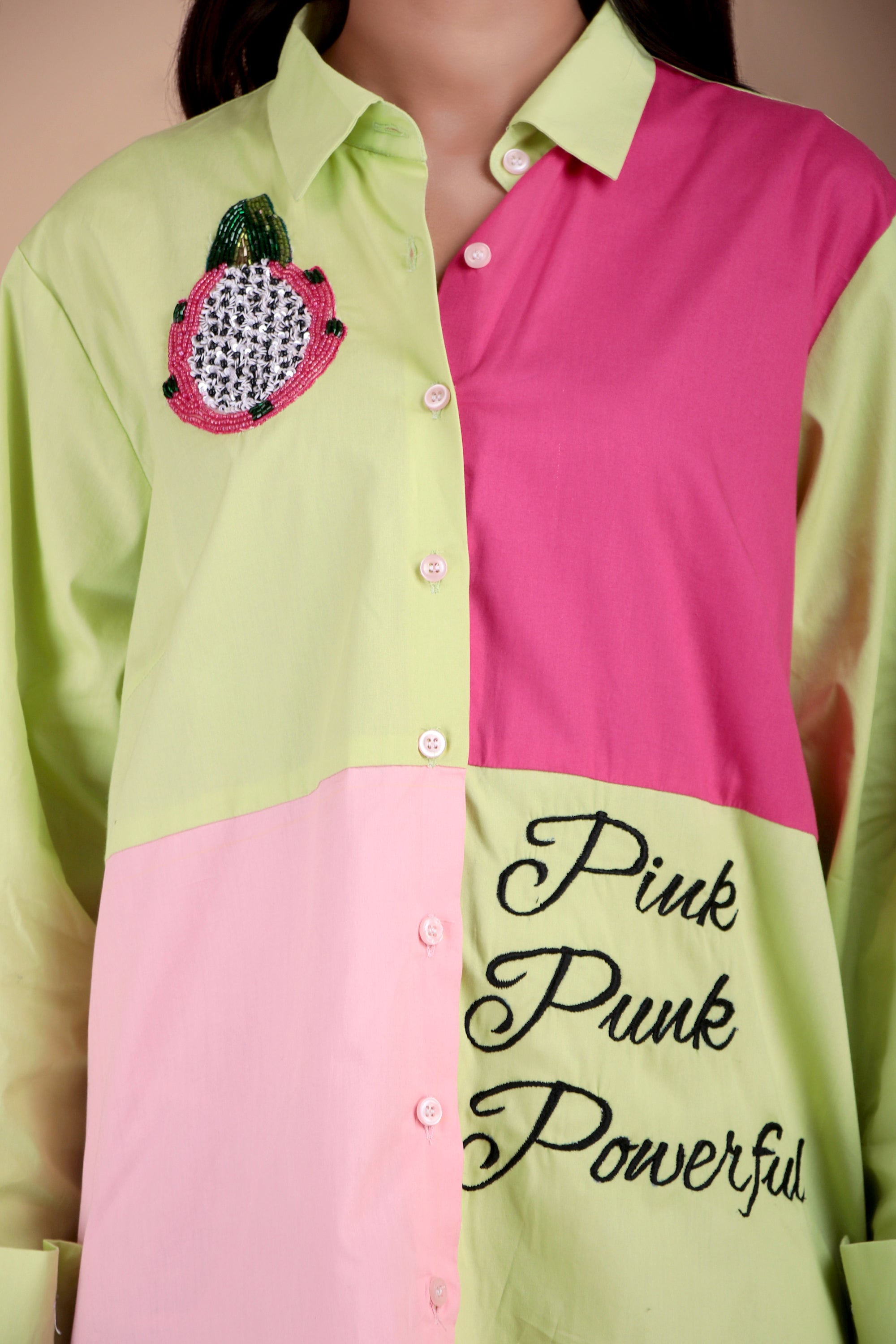 Lime & Fuchsia Cotton Poplin Shirt