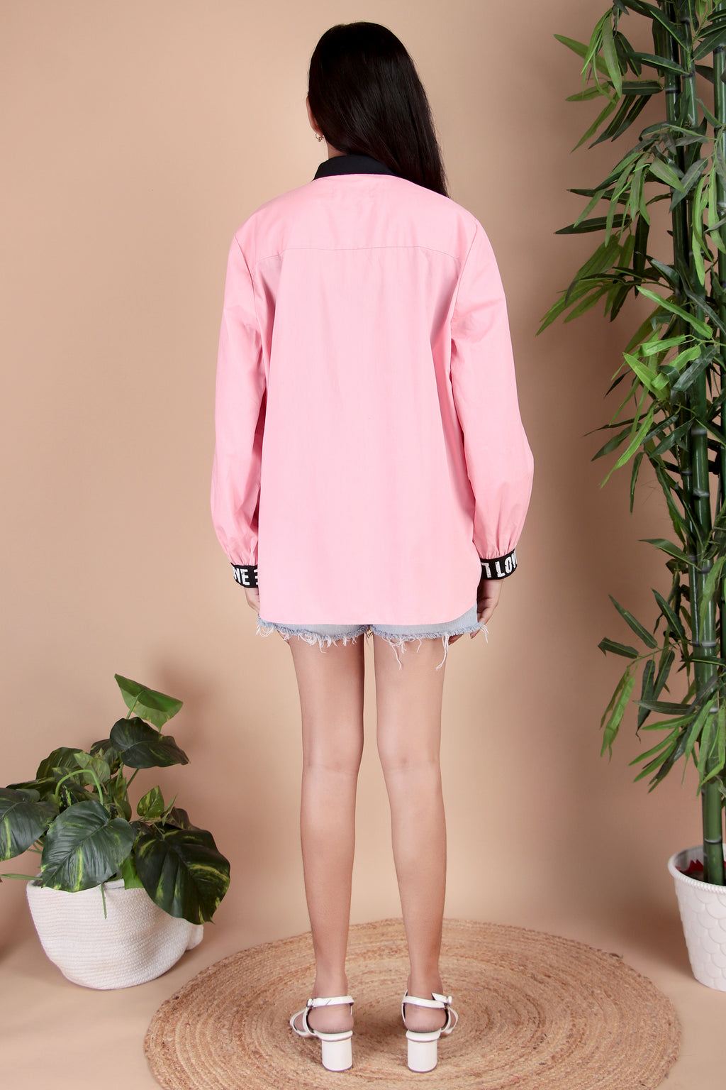 Blush Pink Embroidered Cotton Poplin Shirt