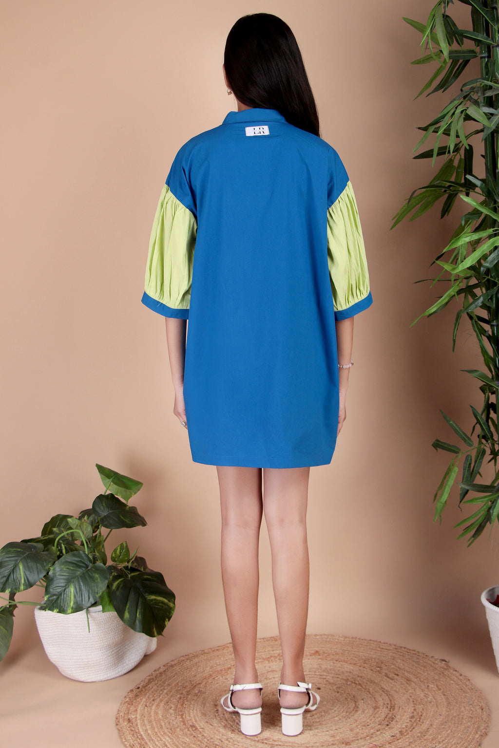Cobalt & Lime Contrast Cotton Poplin Shirt