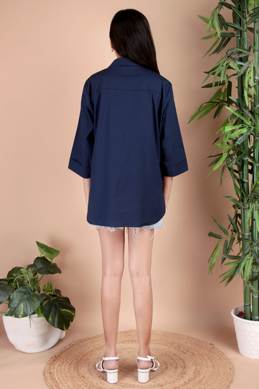 Navy, Lime & Sky Blue Cotton Poplin Shirt