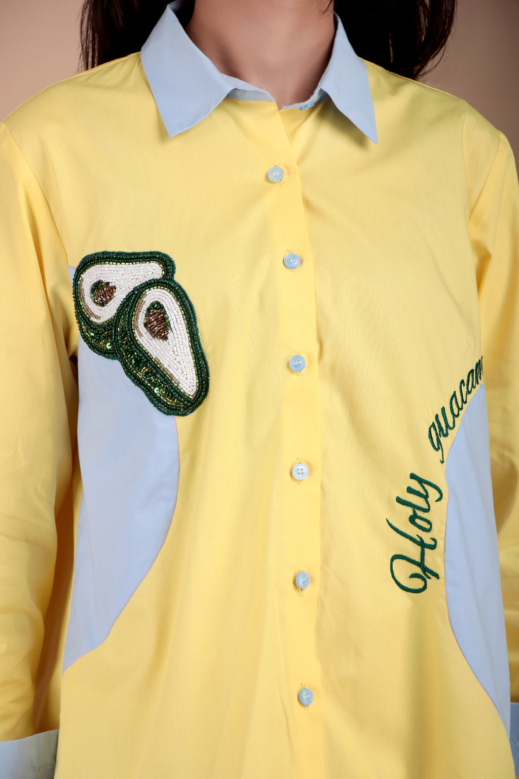 Yellow & Sky Blue Cotton Poplin Shirt