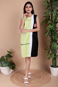 Lime & Black Contrast Cotton Poplin Dress