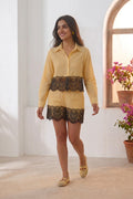 Mustard Stripe Pure Cotton Poplin Shirt & Shorts Co-ord Set