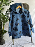 Denim Blue Sequin Embellished Linen Coord Set