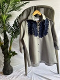Muted Sage Floral Embellished Linen Coord Set