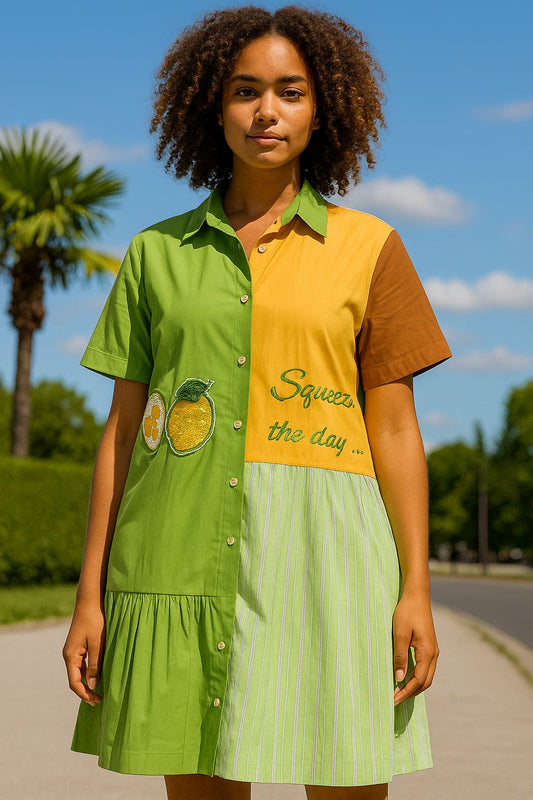 Citrus Charm Shirt Dress