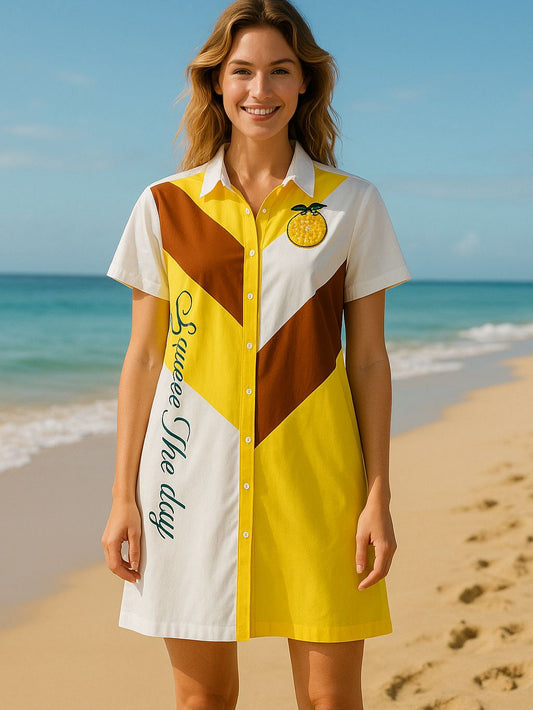 Zesty Chevron Shirt Dress