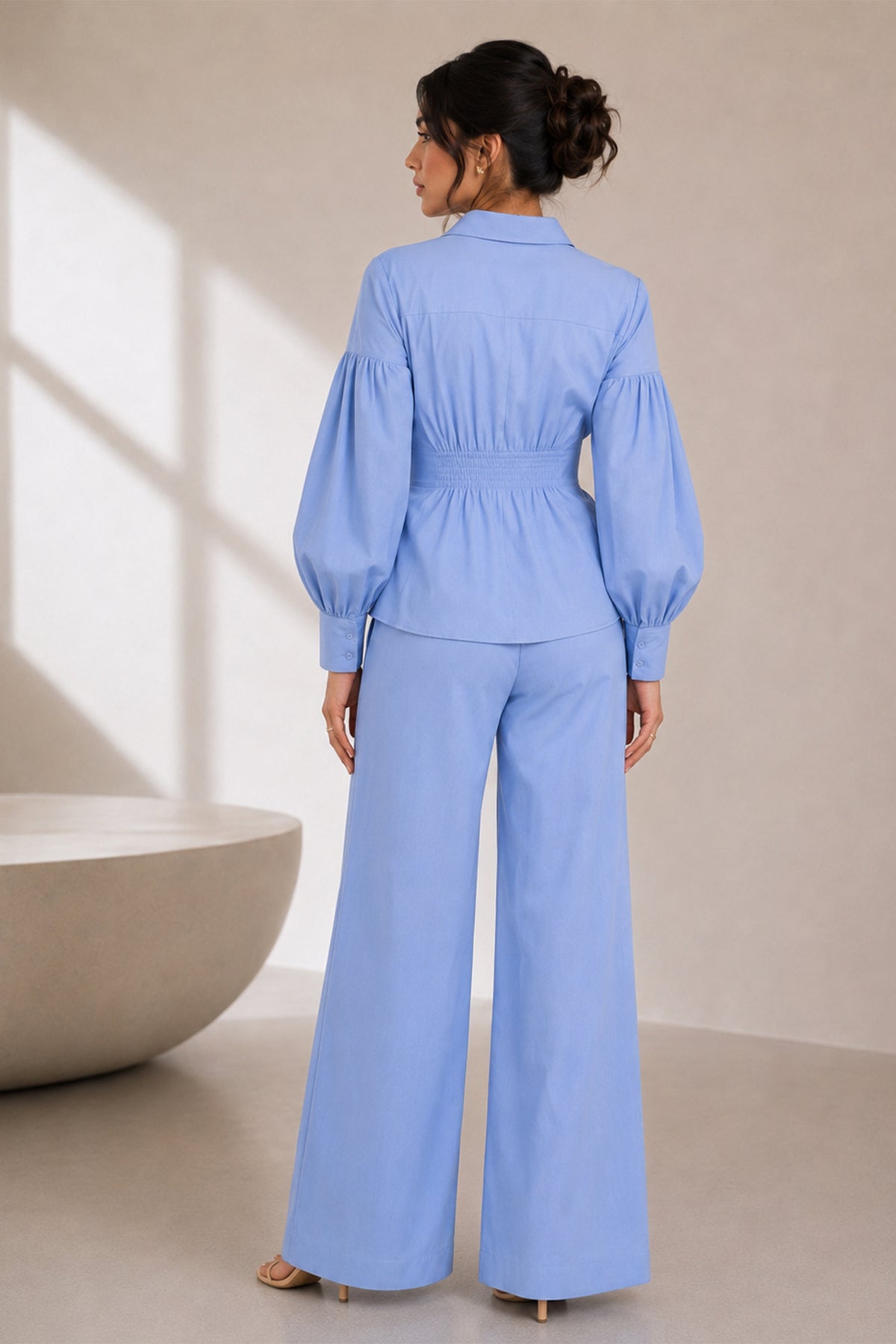 Powder Blue Horse-Patch Cotton Poplin Shirt & Trouser Co-ord Set