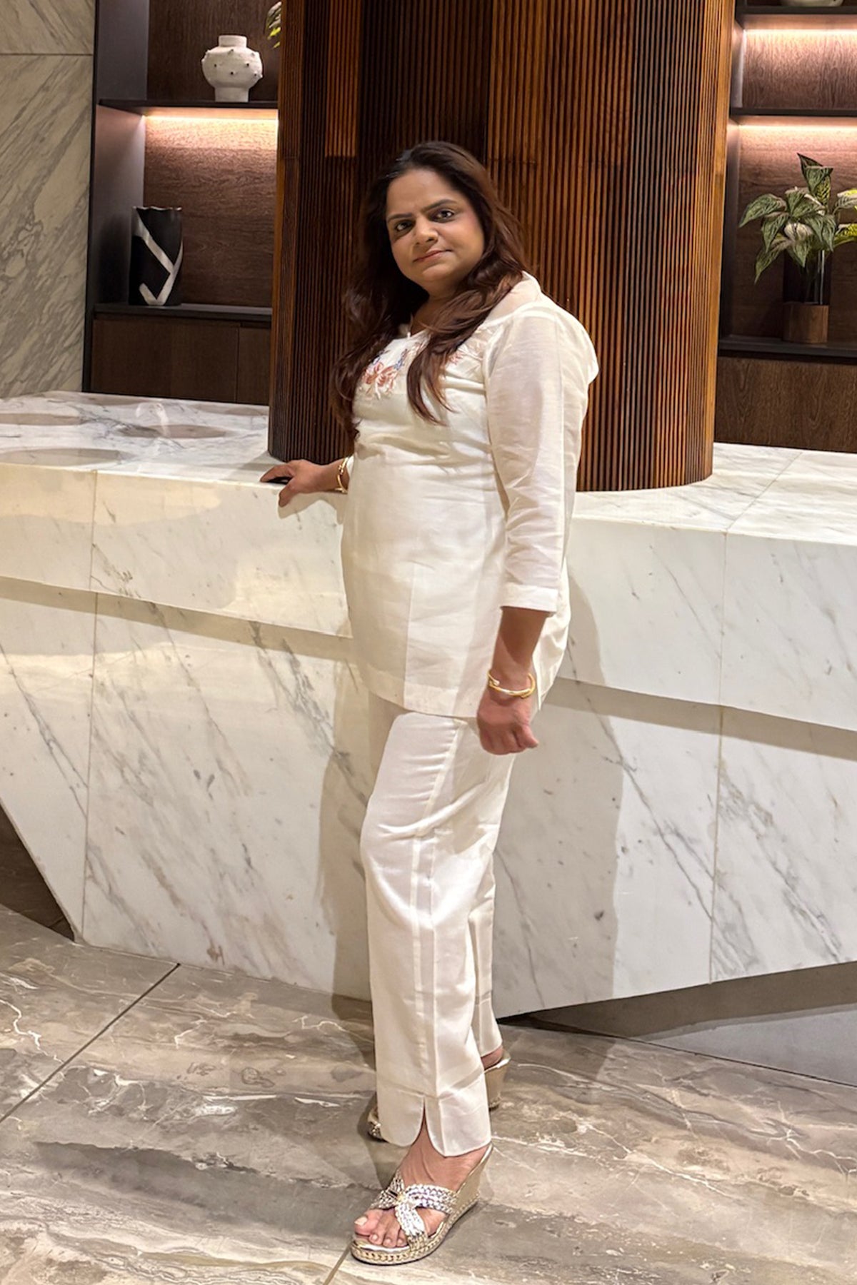 Ivory Blue Floral Organza Co-Ord Set